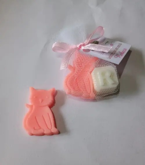 Sabonete Gato com Letra ou Pata com Letra no Tule com Tag