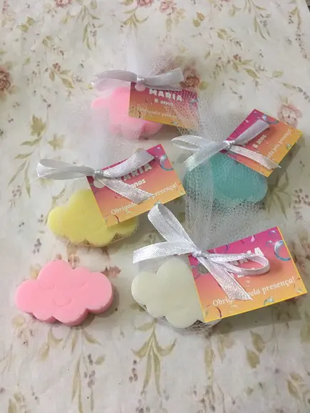 Sabonete Nuvem Chuva de Amor Chuva de Bençãos no Tule /