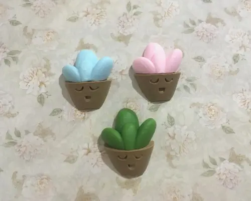 Sabonete suculenta no vaso cute