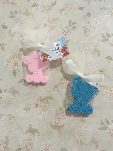 Sabonete Urso Chá Revelação no Tule com Tag /
