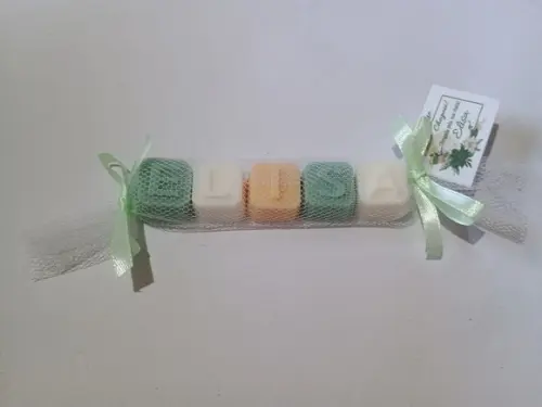 Sabonetes Nome com 5 Letras no Tule e Tag