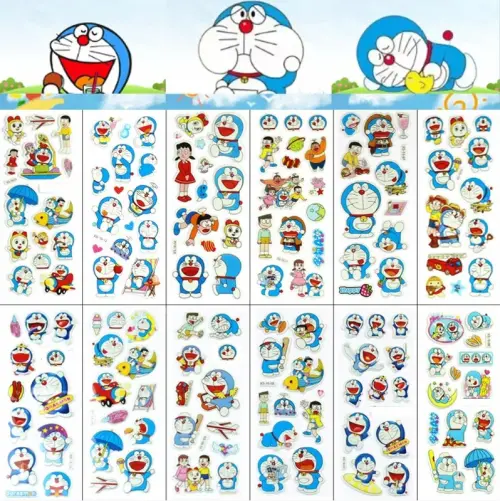 02 Cartelas de Adesivos Doraemon 3d Bolha Alto Relevo ~