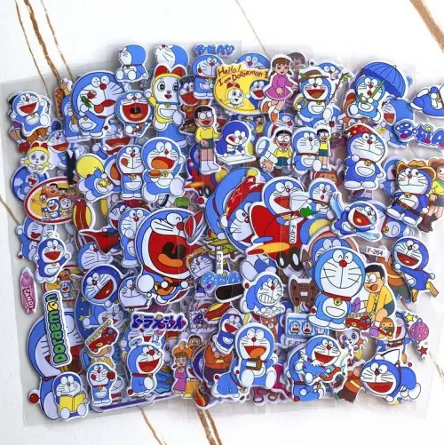 02 Cartelas de Adesivos Doraemon 3d Bolha Alto Relevo ~
