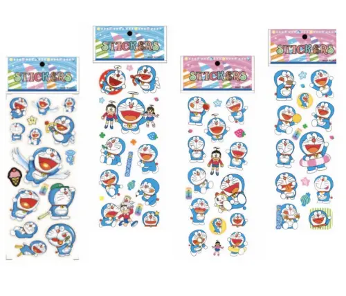 02 Cartelas de Adesivos Doraemon 3d Bolha Alto Relevo ~