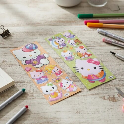 03 Cartelas De Adesivos Hello Kitty Com Brilho Prateado