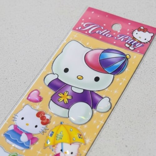 03 Cartelas De Adesivos Hello Kitty Com Brilho Prateado