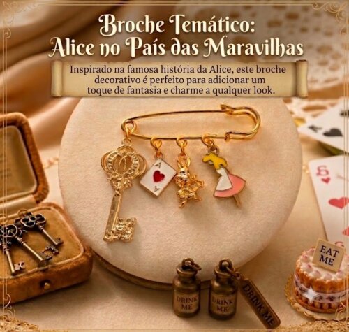 Broche Temático Alice No País Das Maravilhas, Modelo 01