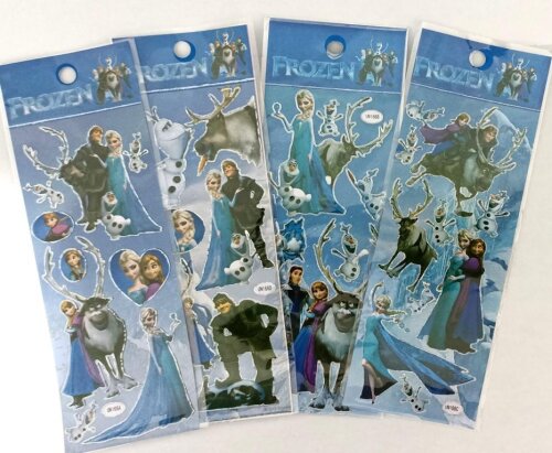 03 Cartelas De Adesivos Frozen Com Brilho Prateado