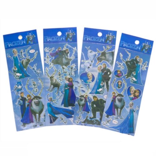 03 Cartelas De Adesivos Frozen Com Brilho Prateado
