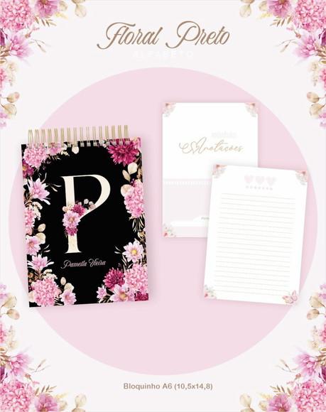 Arquivo Digital Agenda e Planner Alfabeto Floral Preto 2026