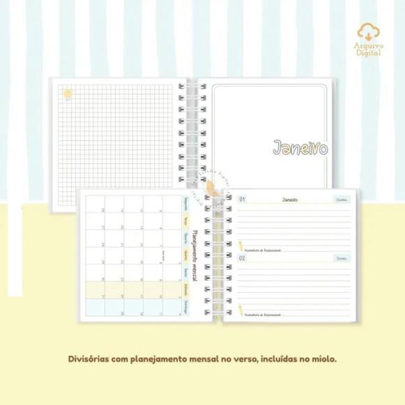 Arquivo Digital Agenda Escolar 2026 Azul com Amarelo Mini