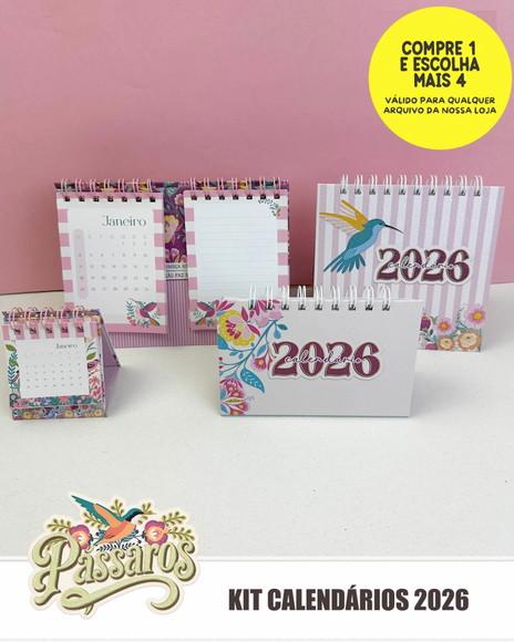 Arquivo Digital Calendários de Mesa Pássaros 2026