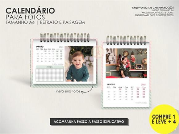 Arquivo Digital Calendários para Fotos 2026