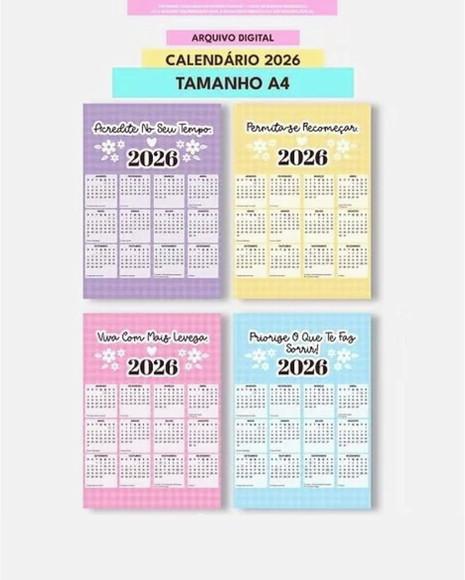 Arquivo Digital Calendários Fofo 2026