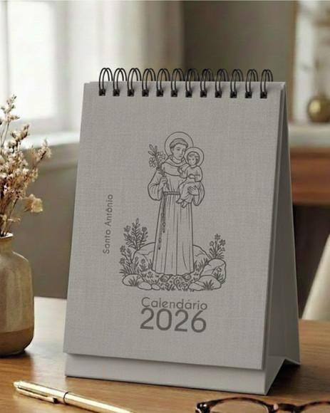 Arquivo Digital Mini Calendário de Mesa A6 Santinhos 2026