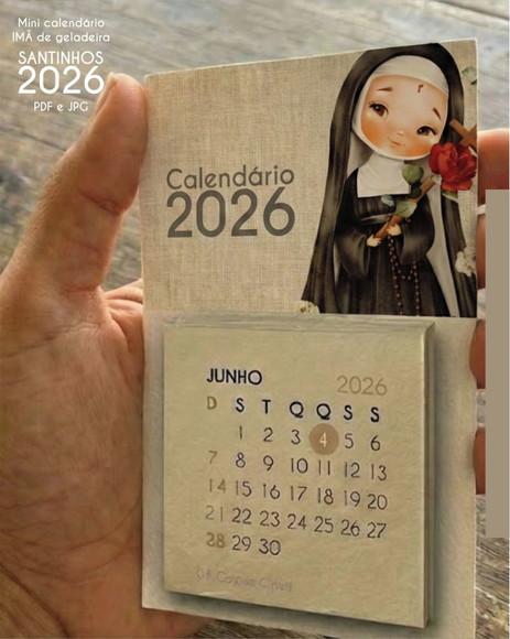 Arquivo Digital Mini Calendário Imã Santinhos 2026 em pdf