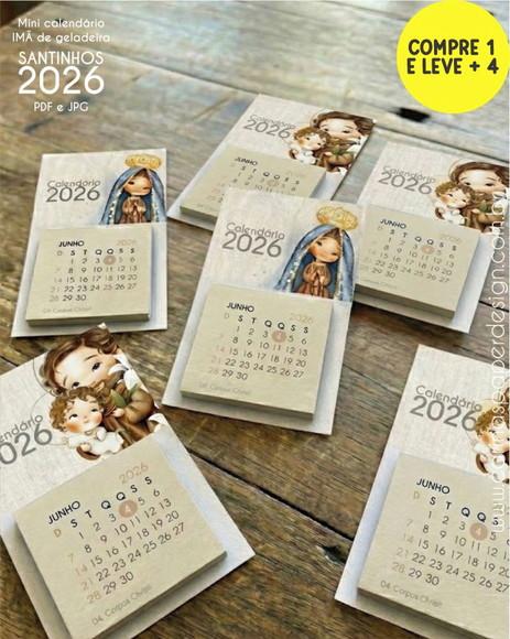Arquivo Digital Mini Calendário Imã Santinhos 2026 em pdf