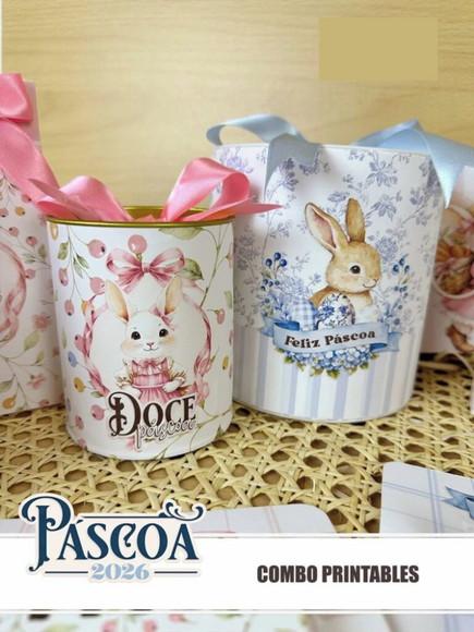 Arquivo Digital Páscoa 2026 Combo Printables Coelhos e Jesus