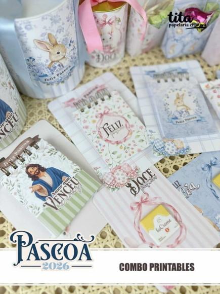 Arquivo Digital Páscoa 2026 Combo Printables Coelhos e Jesus