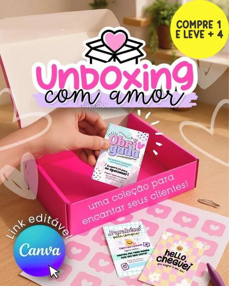 Arquivo Digital Unboxing com Amor Arquivos Editáveis Canva