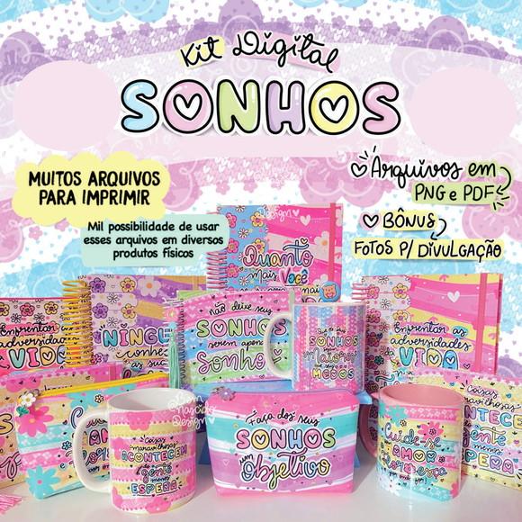 Kit Digital Sonhos - Capas, Artes Canecas, Frases Colors...