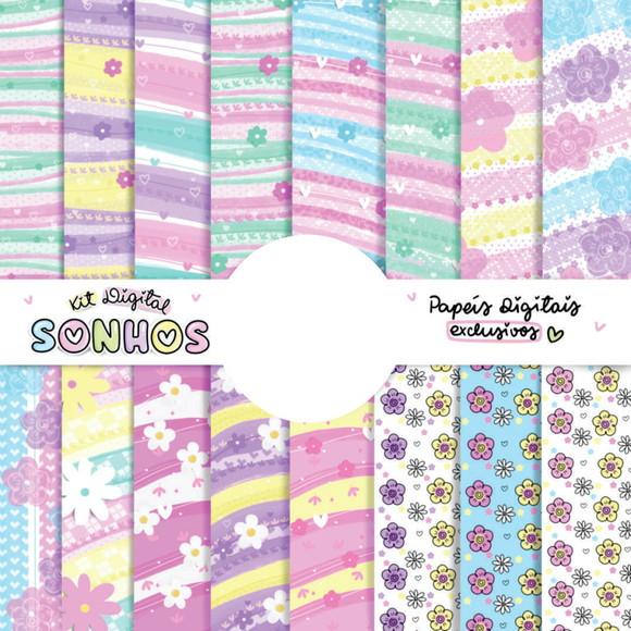 Kit Digital Sonhos - Capas, Artes Canecas, Frases Colors...
