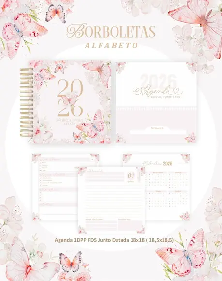 Arquivo Digital Agenda e Planner Alfabeto Borboletas 2026
