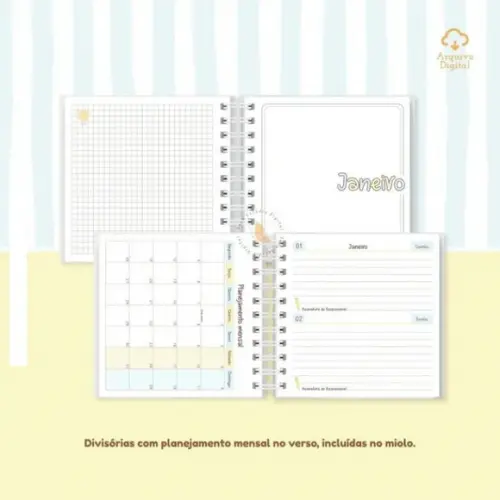 Arquivo Digital Agenda Escolar 2026 Azul com Amarelo Mini