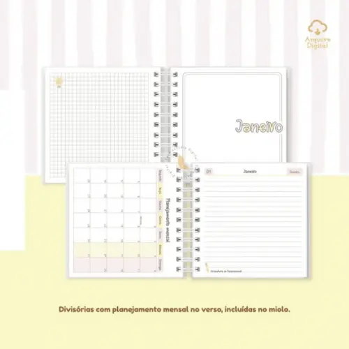 Arquivo Digital Agenda Escolar 2026 Rosa com Amarelo Mini