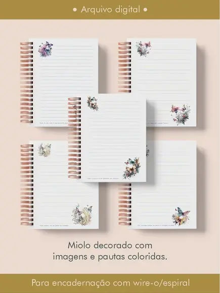 Arquivo Digital Caderno Borboletas A5 Wire-o