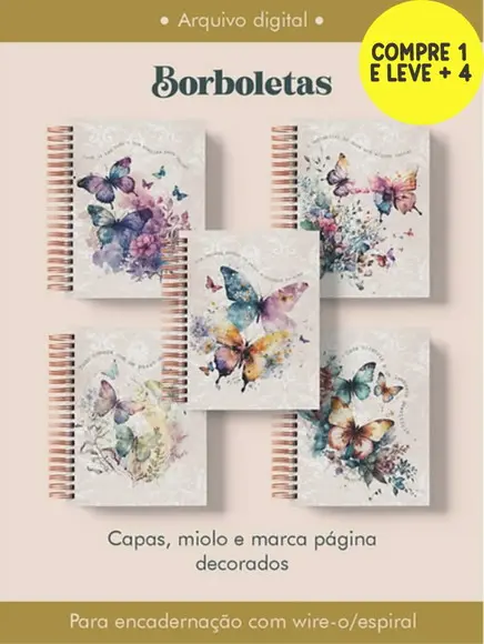 Arquivo Digital Caderno Borboletas A5 Wire-o