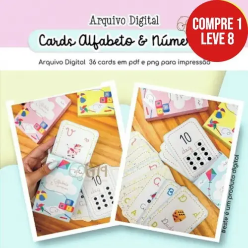 Arquivo Digital Cards com Caixa Alfabeto & Números