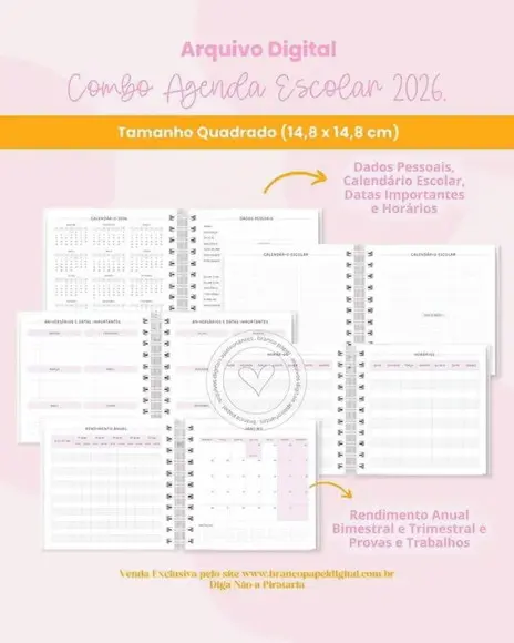 Arquivo Digital Combo Agenda Escolar e Infantil 2026