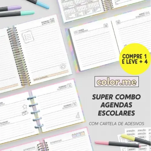 Arquivo Digital Combo Agenda Escolar para Colorir 2026