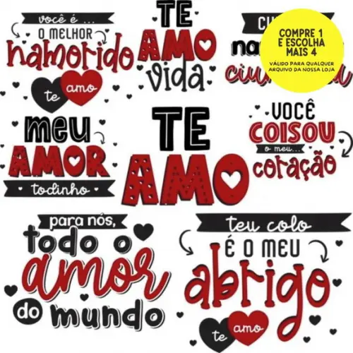 Arquivo Digital Frases Lettering Namorados