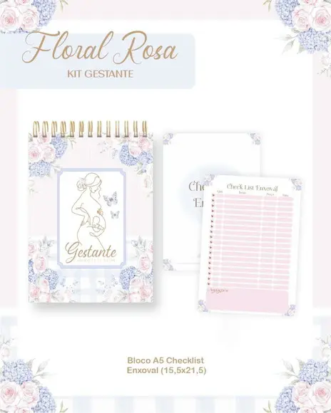 Arquivo Digital Gestante Floral Rosa