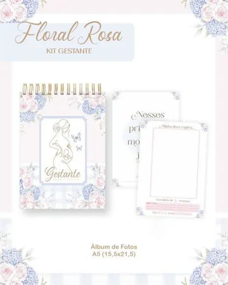 Arquivo Digital Gestante Floral Rosa