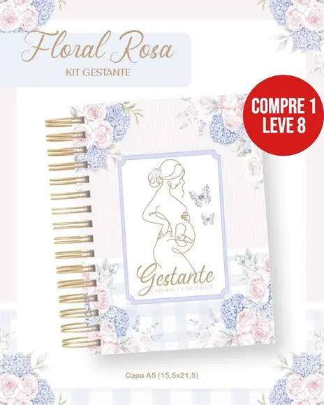 Arquivo Digital Gestante Floral Rosa