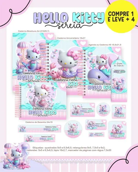Arquivo Digital Hello Kitty Sereia Escolar 2026