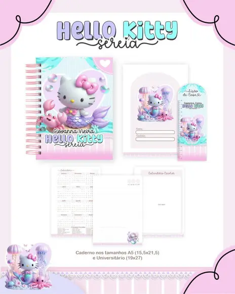 Arquivo Digital Hello Kitty Sereia Escolar 2026