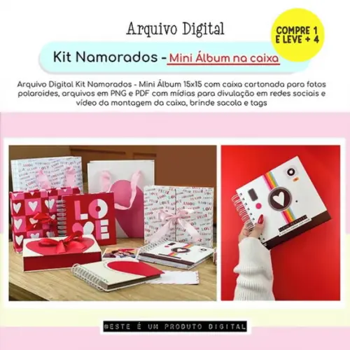 Arquivo Digital Kit Namorados Mini Álbum na Caixa