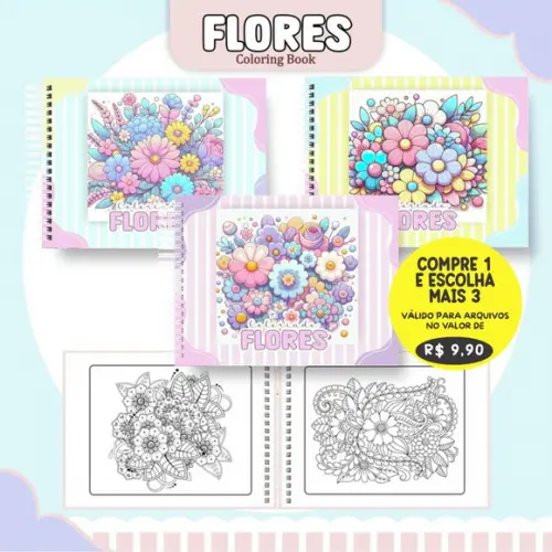 Arquivo Digital Livro de Colorir Flores