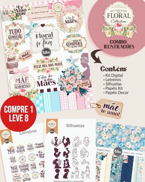 Arquivo Digital Mãe 2025 Combo Ilustrações e Papéis