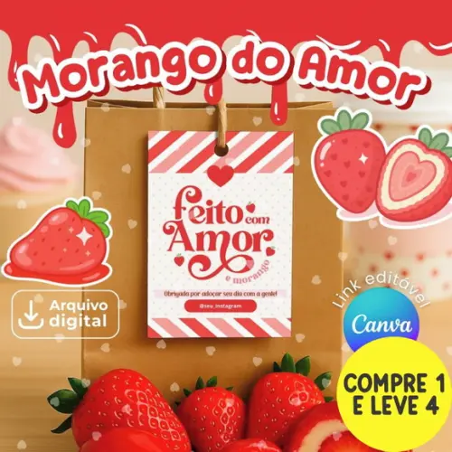 Arquivo Digital Morango do Amor Editável no Canva