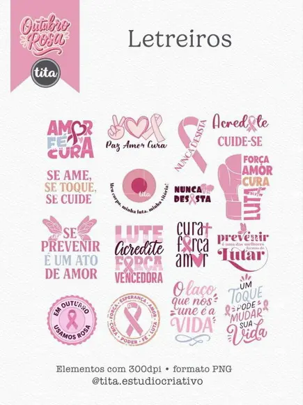 Arquivo Digital Outubro Rosa 2025 Combo Ilustrações e Papéis
