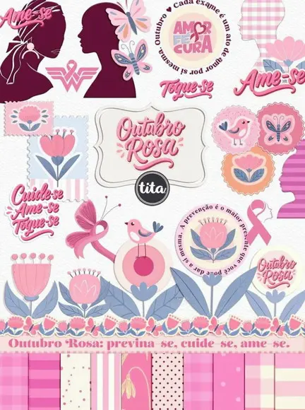 Arquivo Digital Outubro Rosa 2025 Combo Ilustrações e Papéis