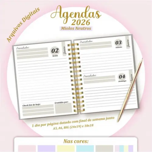 Arquivo Digital Pack Miolos Neutros Agendas 2026