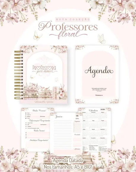 Arquivo Digital Pack Professores Floral Clean 2025