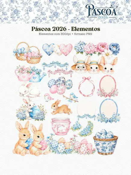 Arquivo Digital Páscoa 2026 Combo Ilustrações Coelhos