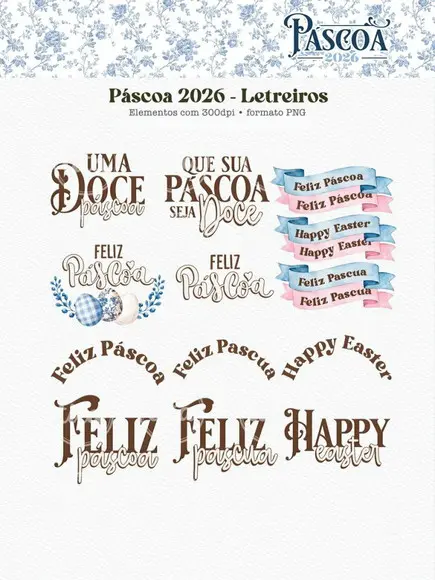 Arquivo Digital Páscoa 2026 Combo Ilustrações Coelhos